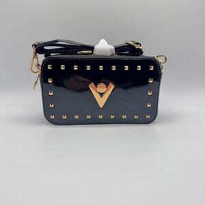 Valentino Orlandi Patent Leather Black Camera Bag Crossbody